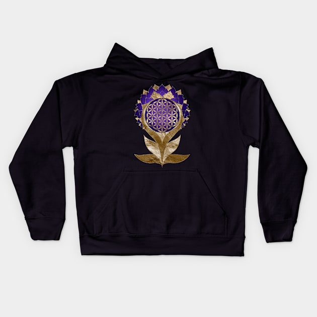 Flower of Life Lotus - Sacred Geometry Ornament Kids Hoodie by Nartissima